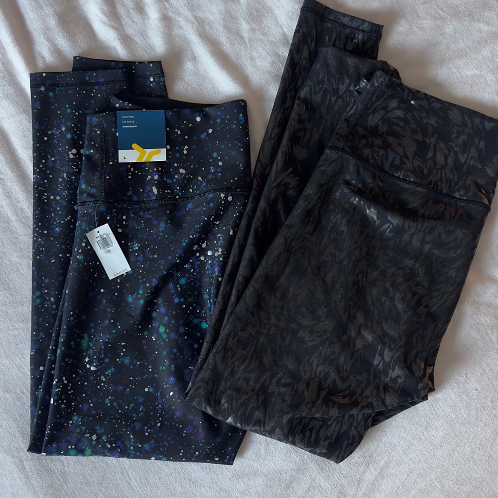 Bundle of 2 Old Navy High-Waisted Power Soft Foil Print Leggings